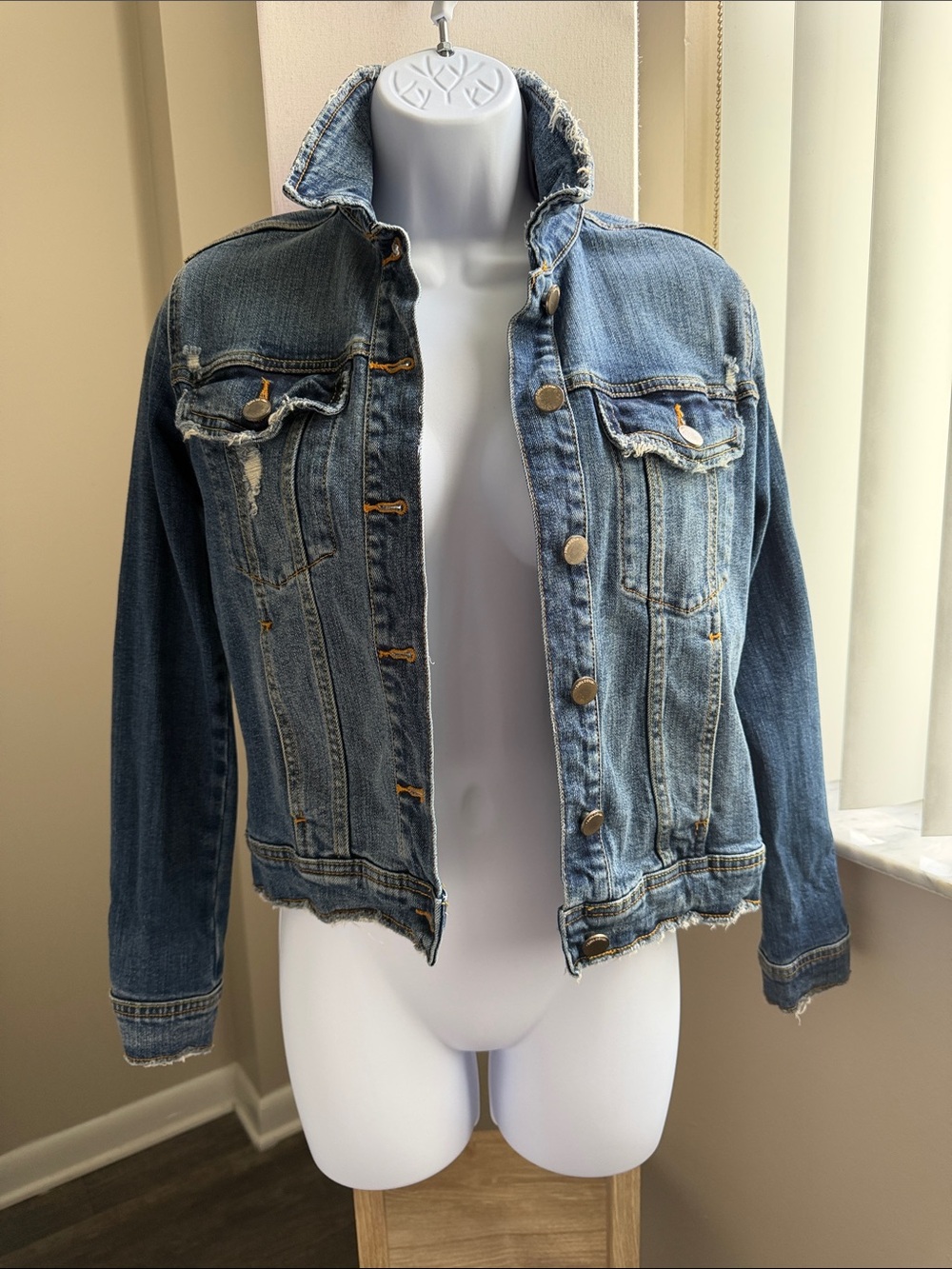 Zara Light Blue Distressed Denim Jacket